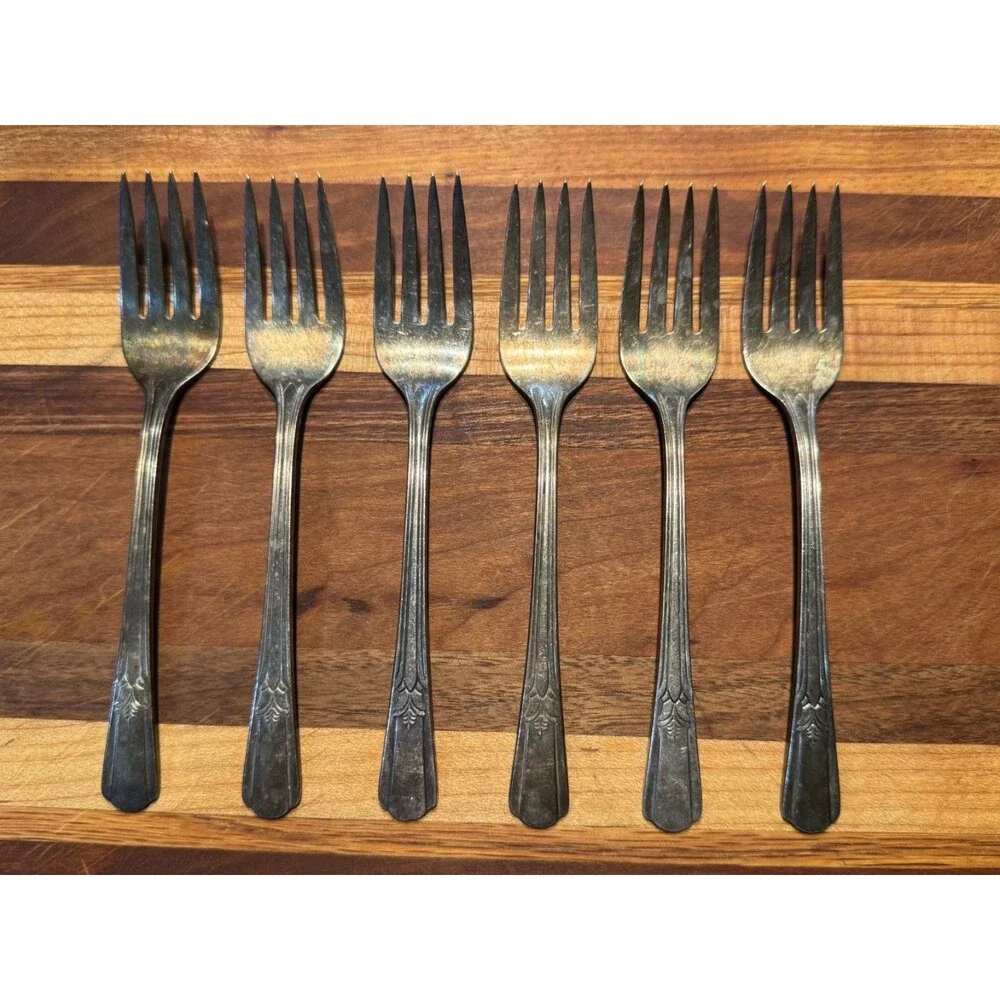 Vintage Deco WM Rogers Mfg Co IS Forks Silverplate 6 pc